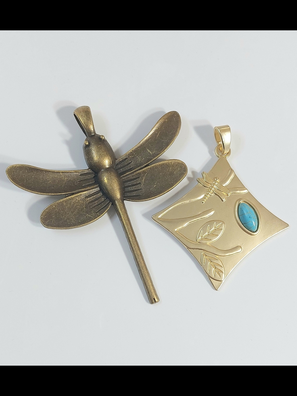 2 Dragonfly Necklace Pendants - Womens Jewelry